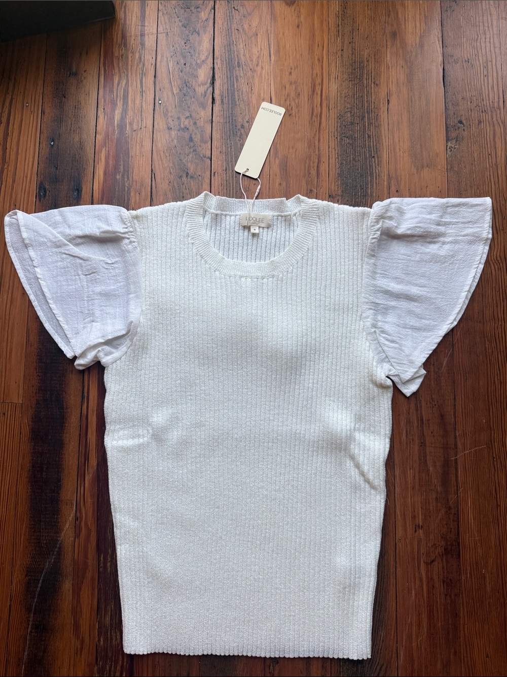 Roolee White Puff Sleeve Knit Top